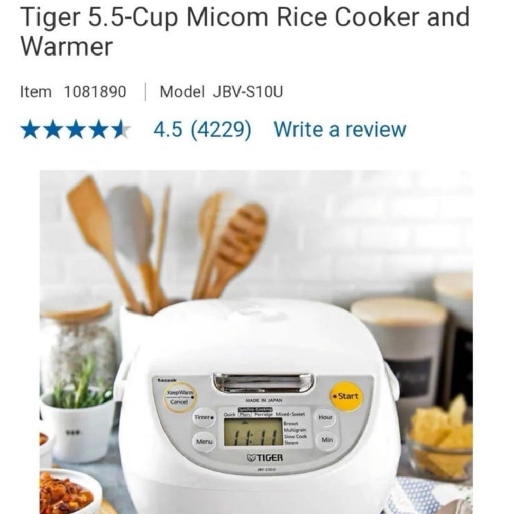 Tiger rice cooker and warmer
